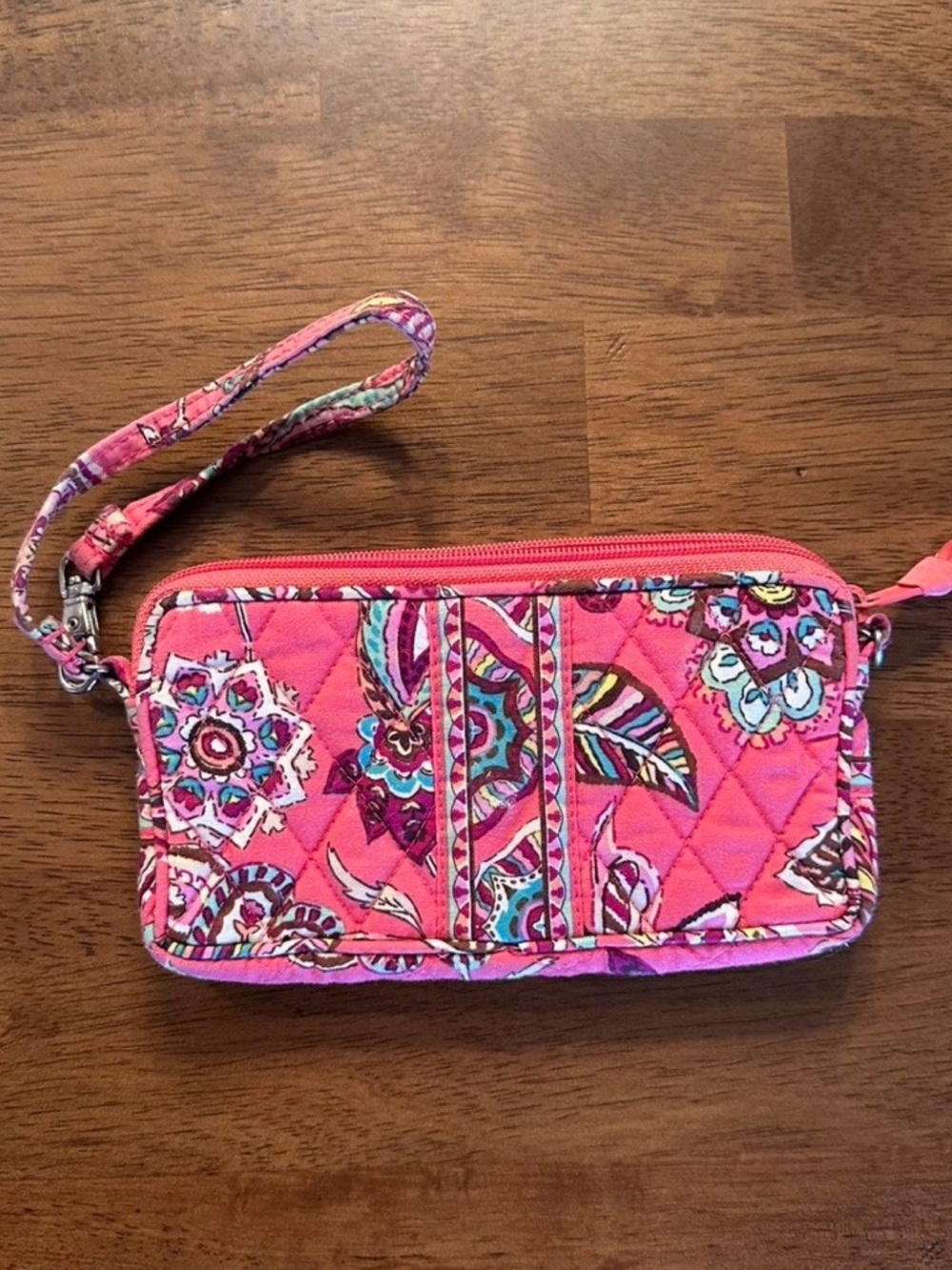 Vera Bradley Pink Quilted Floral Paisley Wristlet